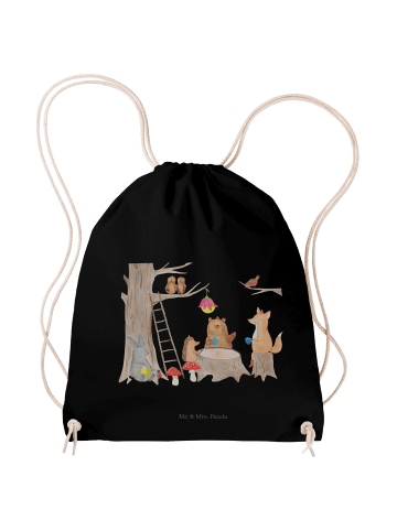 Mr. & Mrs. Panda Gymnastiktasche Waldtiere Picknick ohne Spruch in Schwarz