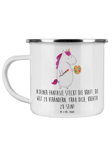 Mr. & Mrs. Panda Emaille Tasse Die Freude an der Kreativität ent... in Weiß