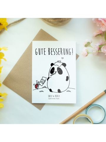 Mr. & Mrs. Panda Grußkarte Panda Gute Besserung mit Spruch in Weiß