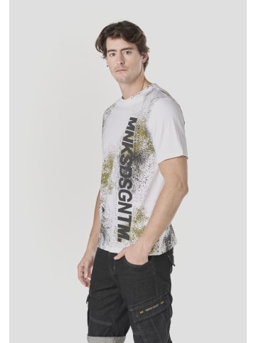 KOROSHI Crew cotton all over t-shirt in weiß