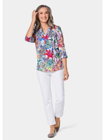 GOLDNER Bluse Farbbrillante Druckbluse mit liebevollen Details in multicolor