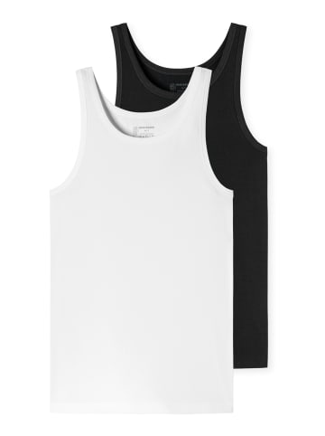 Schiesser Unterhemden 2er-Pack 95/5 in schwarz, weiß