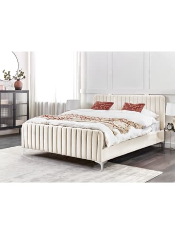 Beliani Doppelbett LUNAN in Beige/Silber - (W) 166 x (H) 101 x (L) 215 cm