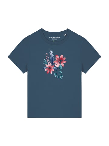 wat? Apparel T-Shirt Blume in Wasserfarbe 02 in Petrol