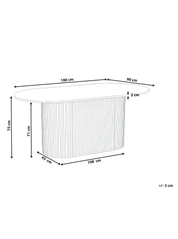 Beliani Esszimmertisch LUNNIN in Braun - (W) 180 x (H) 75 x (L) 90 cm