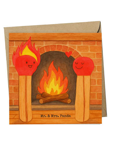 Mr. & Mrs. Panda Grußkarte Streichhölzer Design ohne Spruch in Weiß