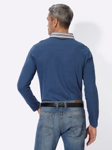 Sieh an! Langarm-Poloshirt in jeansblau