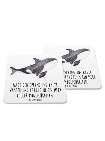 Mr. & Mrs. Panda Glasuntersetzer Orca mit Spruch in Weiß