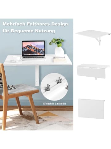 COSTWAY Wandmontierter Klapptisch in Weiß