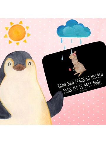 Mr. & Mrs. Panda Badteppich Alpaka Blume mit Spruch in Schwarz