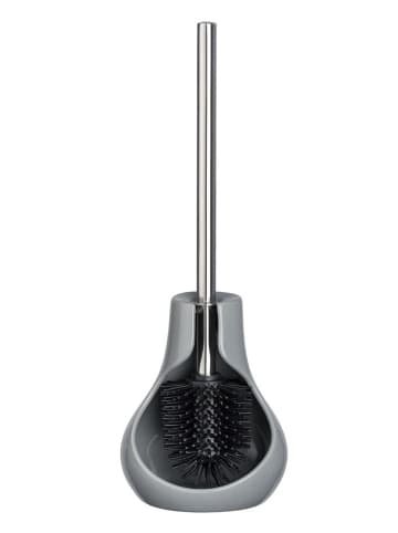Wenko WC-Bürste mit teiloffenem tropfenförmigen Behälter in Grau, 14 x 40 x 13,5 cm