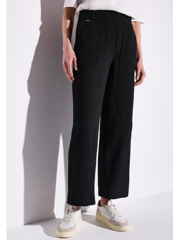 Street One 'Wide Leg Musselin Hose' Schwarz