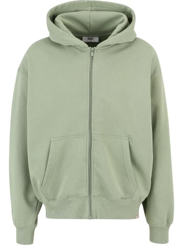 DEF Zip-Kapuzenpullover in green washed