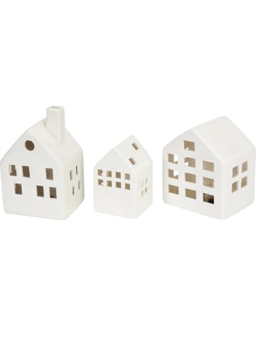 Home&Styling Collection Keramische LED-Häuschen SCANDI, 3er-Set in Weiß