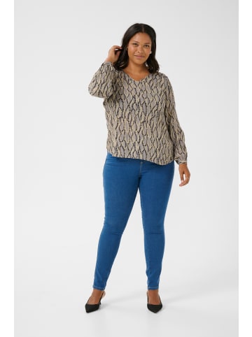 KAFFE curve Langarm-Bluse KCami in Grey/Black Graphic Simili