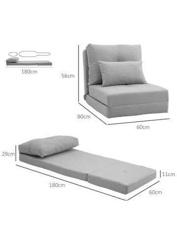 HOMCOM Schlafsessel in Grau 80L x 60B x 56H cm