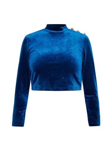 faina Samtshirt Mit Glitzer in Smaragd Blau