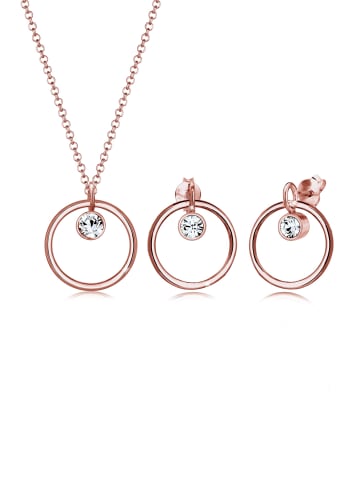 Elli Schmuckset 925 Sterling Silber Kreis, Geo in Rosegold