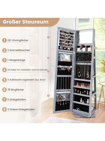 COSTWAY Schmuckaufbewahrung in Grau