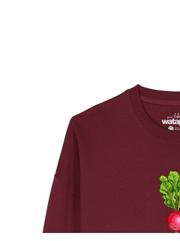 wat? Apparel Sweatshirt Radieschen in Weinrot