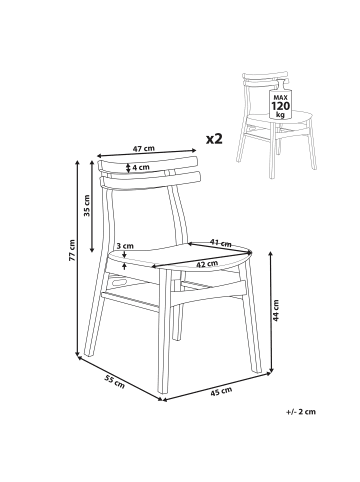 Beliani 2er-Set Esszimmerstuhl CYNTHIANA in Braun/Grau