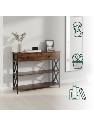 relaxdays Konsolentisch in Braun/ Schwarz - (B)100 x (H)80 x (T)30 cm