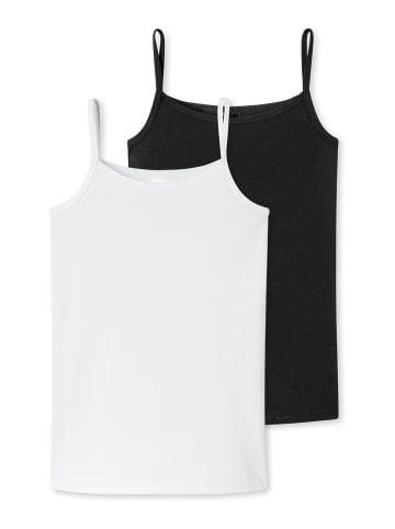 Schiesser Spaghetti-Tops 2er-Pack Basic Kids in schwarz/weiß