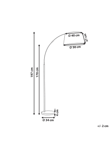 Beliani Stehleuchte YABUS in Schwarz/Kupfer - (W) 50 x (H) 197 x (L) 109 cm