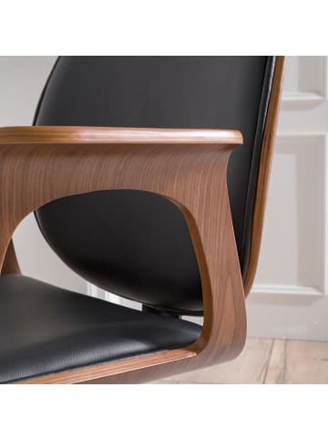 home24 Bürodrehstuhl Kinnula in Schwarz-Holz