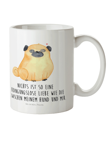 Mr. & Mrs. Panda Kaffeebecher Mops mit Spruch in Weiß