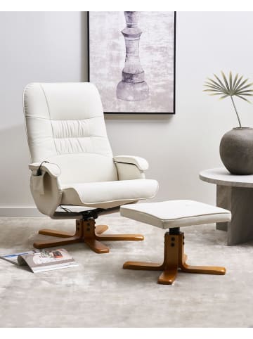 Beliani 2-tlg Fernsehsessel RELAXPRO in Beige/Braun