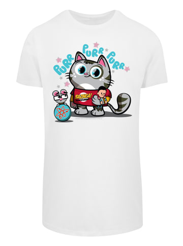 F4NT4STIC T-Shirt Long Cut Shirt 'Big Bang Theory Bazinga Kitty' in weiß