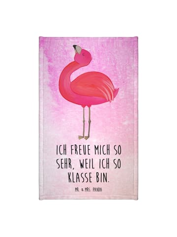 Mr. & Mrs. Panda Gästehandtücher Flamingo Stolz mit Spruch in Aquarell Pink