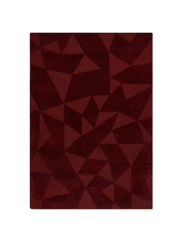 KADIMA DESIGN Wollteppich 3D-Geometrie Hoch-Tief-Struktur Shard Teppich Wolle in Rot