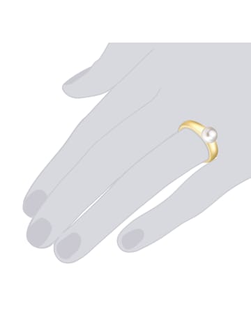 Valero Pearls Ring aus Sterling Silber mit Süßwasser-Zuchtperle in gelbgold