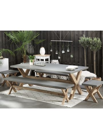 Beliani Esstisch OLBIA in Grau/Braun - (W) 100 x (H) 75 x (L) 200 cm
