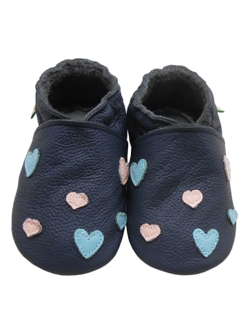 Yalion Leder-Krabbelschuhe "Liebe" in Dunkelblau