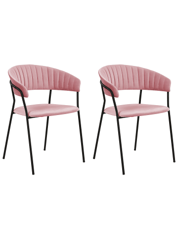 Beliani 2er-Set Esszimmerstuhl MARIPOSA in Rosa/Schwarz