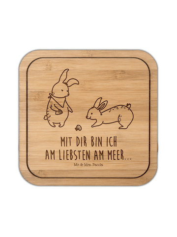 Mr. & Mrs. Panda Untersetzer quadratisch Hasen Muschel mit Spruch in Transparent