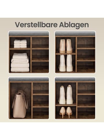 VASAGLE Schuhbank Custos in Braun - (B)104 x (H)48 x (T)30 cm