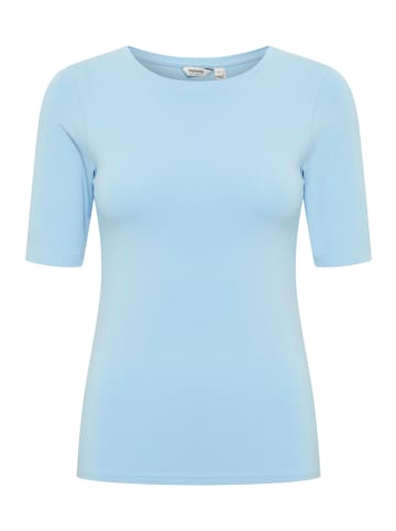 b.young T-Shirt Slim Fit Ellenbogen-Länge Rundhalsausschnitt in Blau