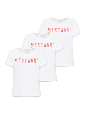 Mustang T-Shirt 3er Pack in Weiß