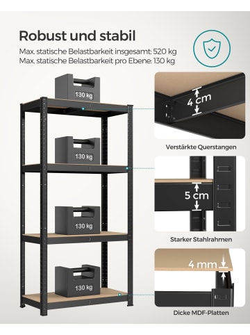 SONGMICS 2er-Set: Standregal Cozory in Schwarz Hellbraun - (B)80 x (H)160 x (T)40 cm
