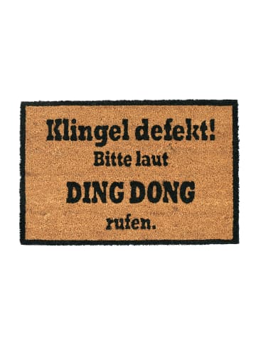 relaxdays Fußmatte DING DONG in Natur/Schwarz - 40 x 60 cm