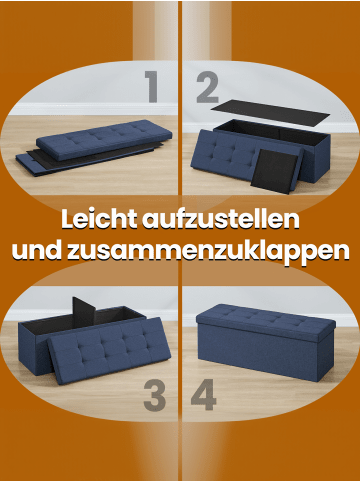 SONGMICS Sitzbank Minota in dunkelblau - (B)110 x (H)38 x (T)38 cm