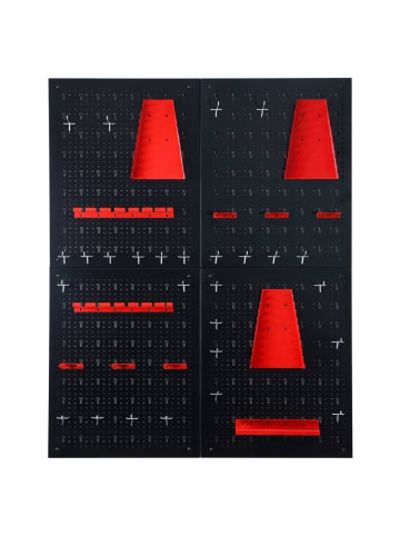 4 x Werkzeugwand mit 39-tlg. Zubehör in Schwarz/ Rot - (B)40 x (H)60 x (T)2 cm