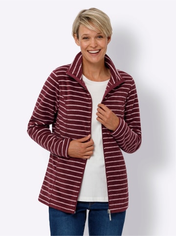 Sieh an! Fleecejacke in bordeaux-ecru-geringelt