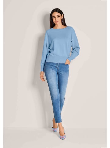 MADELEINE Basic Strickpullover mit Fledermausärmeln in rauchblau / melange