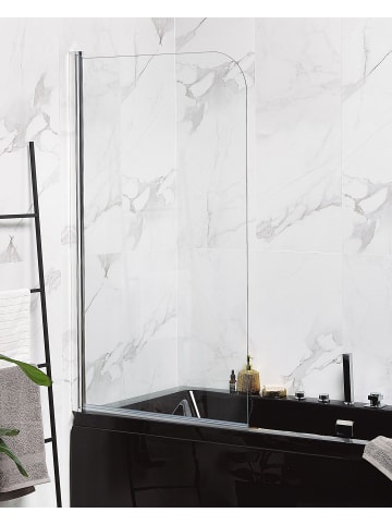 Beliani Einteiliger Badewannenaufsatz LAPAN II in Transparent/Silber