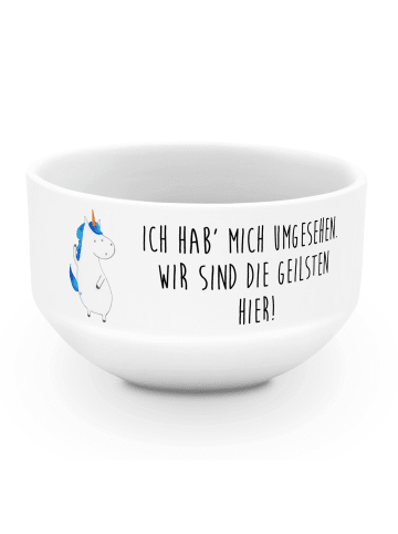 Mr. & Mrs. Panda Salatschüssel Einhorn Mann mit Spruch in Weiß